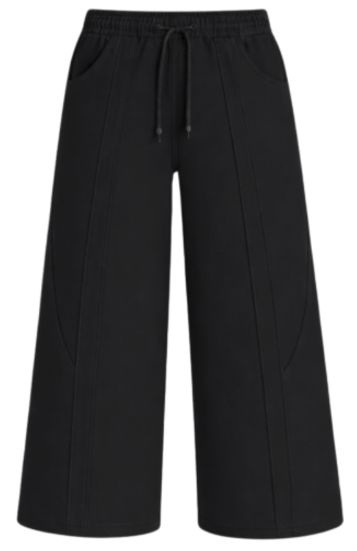 STRAIGHT WIDE LEG SWEATPANTS - BLACK
