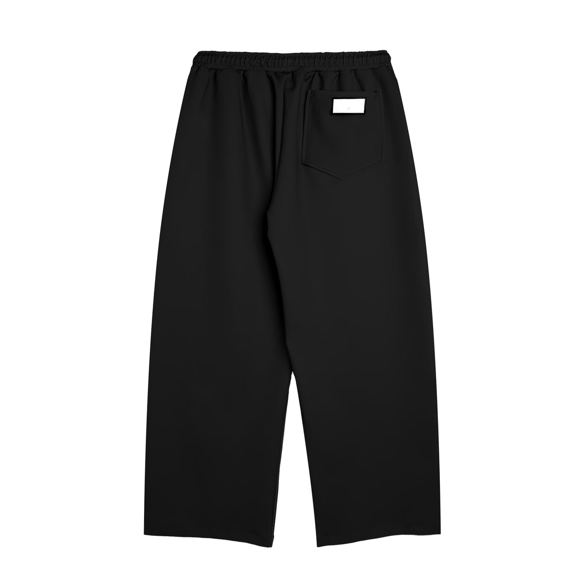 DOUBLE HIP WIDE LEG SWEATPANTS - BLACK