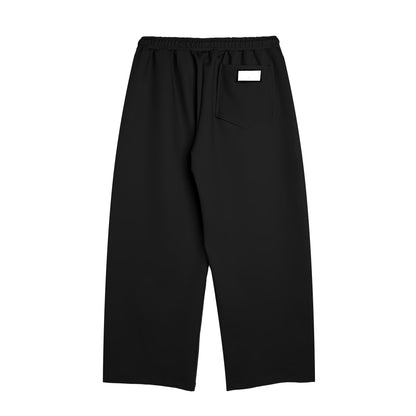 DOUBLE HIP WIDE LEG SWEATPANTS - BLACK