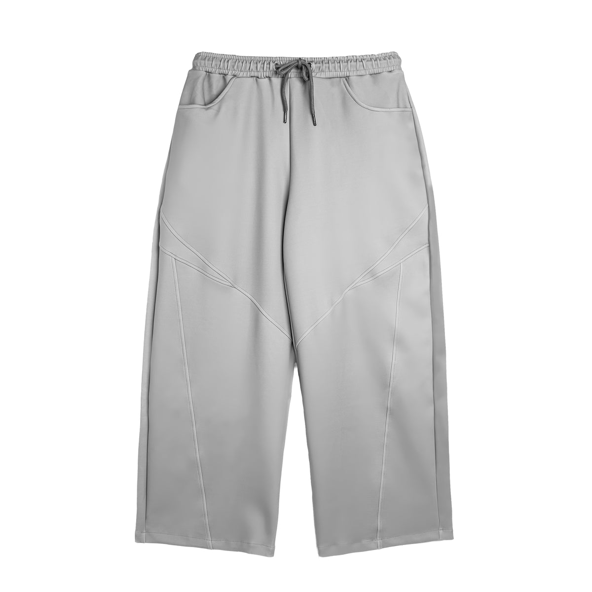 DOUBLE HIP WIDE LEG SWEATPANTS - GREY