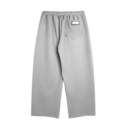 DOUBLE HIP WIDE LEG SWEATPANTS - GREY