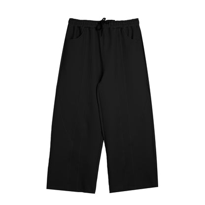 STRAIGHT WIDE LEG SWEATPANTS - BLACK