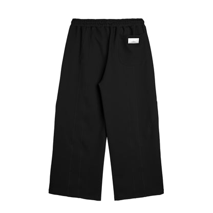 STRAIGHT WIDE LEG SWEATPANTS - BLACK