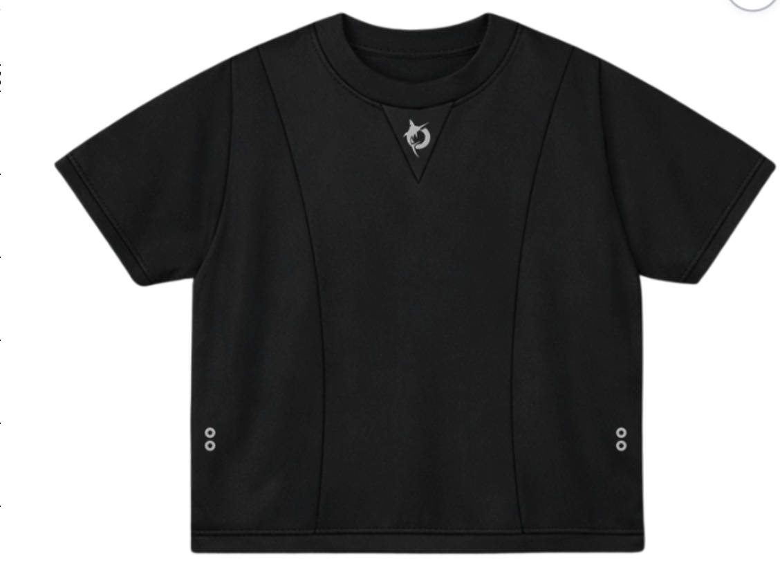 BASIC TEE WITH EMBROIDERED LOGO - BLACK