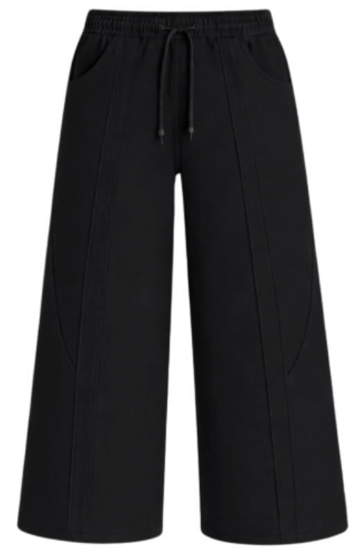 STRAIGHT WIDE LEG SWEATPANTS - BLACK