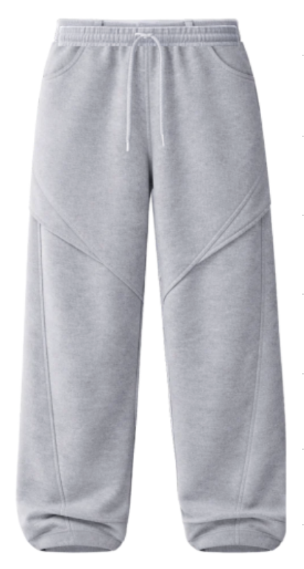 DOUBLE HIP WIDE LEG SWEATPANTS - GREY