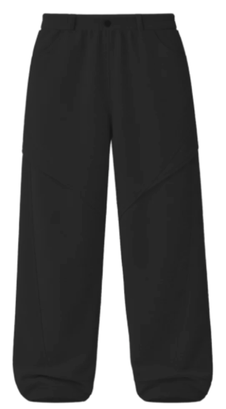 DOUBLE HIP WIDE LEG SWEATPANTS - BLACK