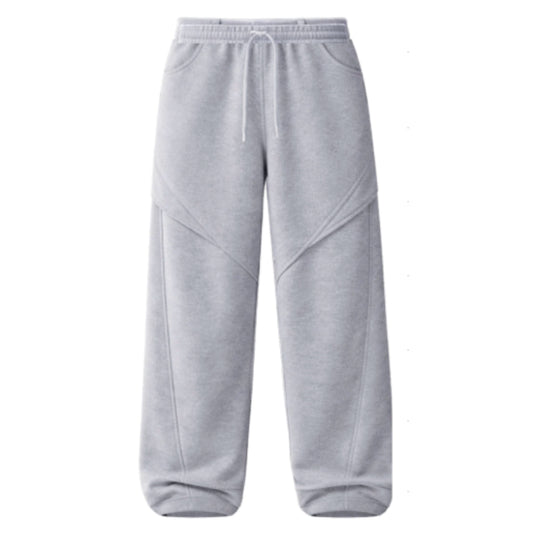 DOUBLE HIP WIDE LEG SWEATPANTS - GREY